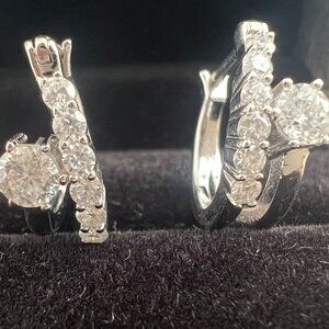 Moissanite Huggie Hoops, 925 Sterling Silver